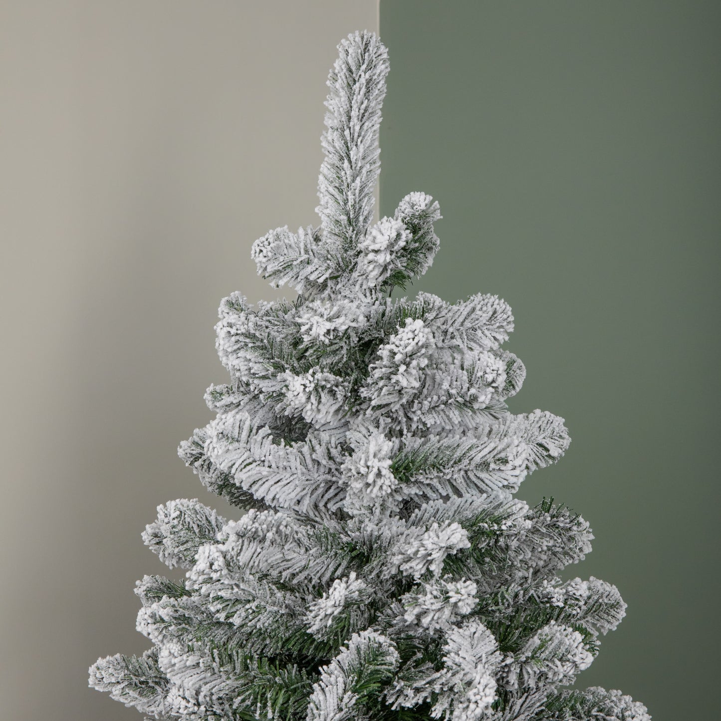 7ft (2.1m) Snowy Imperial Pine Green Fir Christmas Tree with Metal Stand