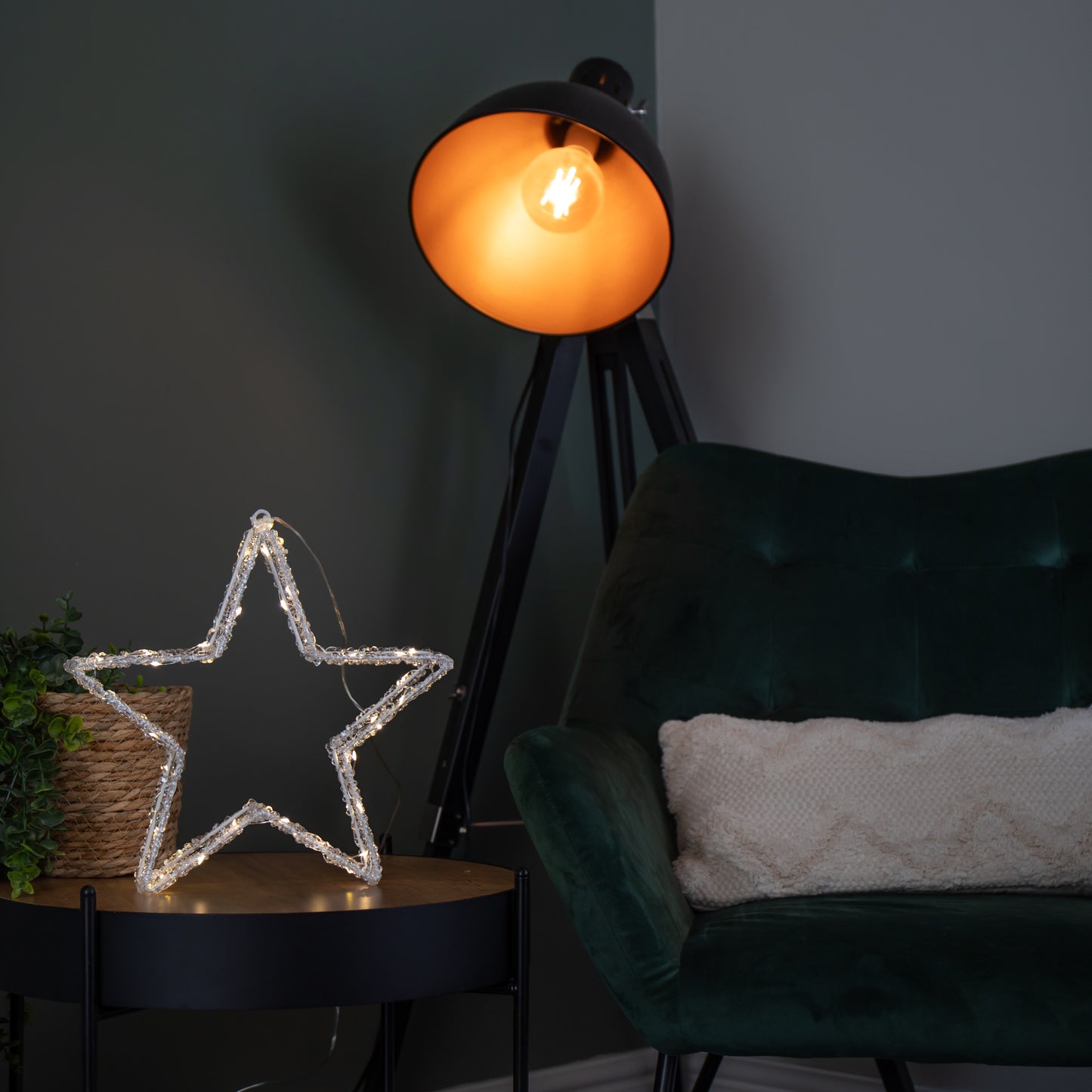 31cm Light up Acrylic Christmas Star with 50 Twinkling Warm White LEDs