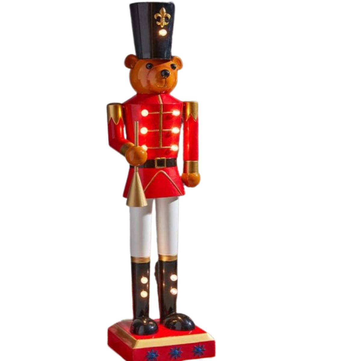 80cm Battery Powered Light up Metal Christmas Teddy Nutcracker Decoration with LEDs