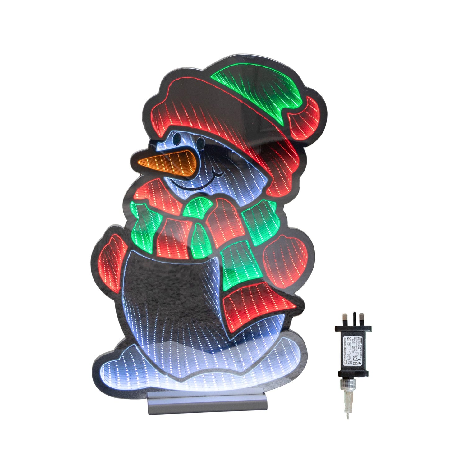 60cm Light up Snowman Infinity Christmas Decoration with Red, White and Green LEDs
