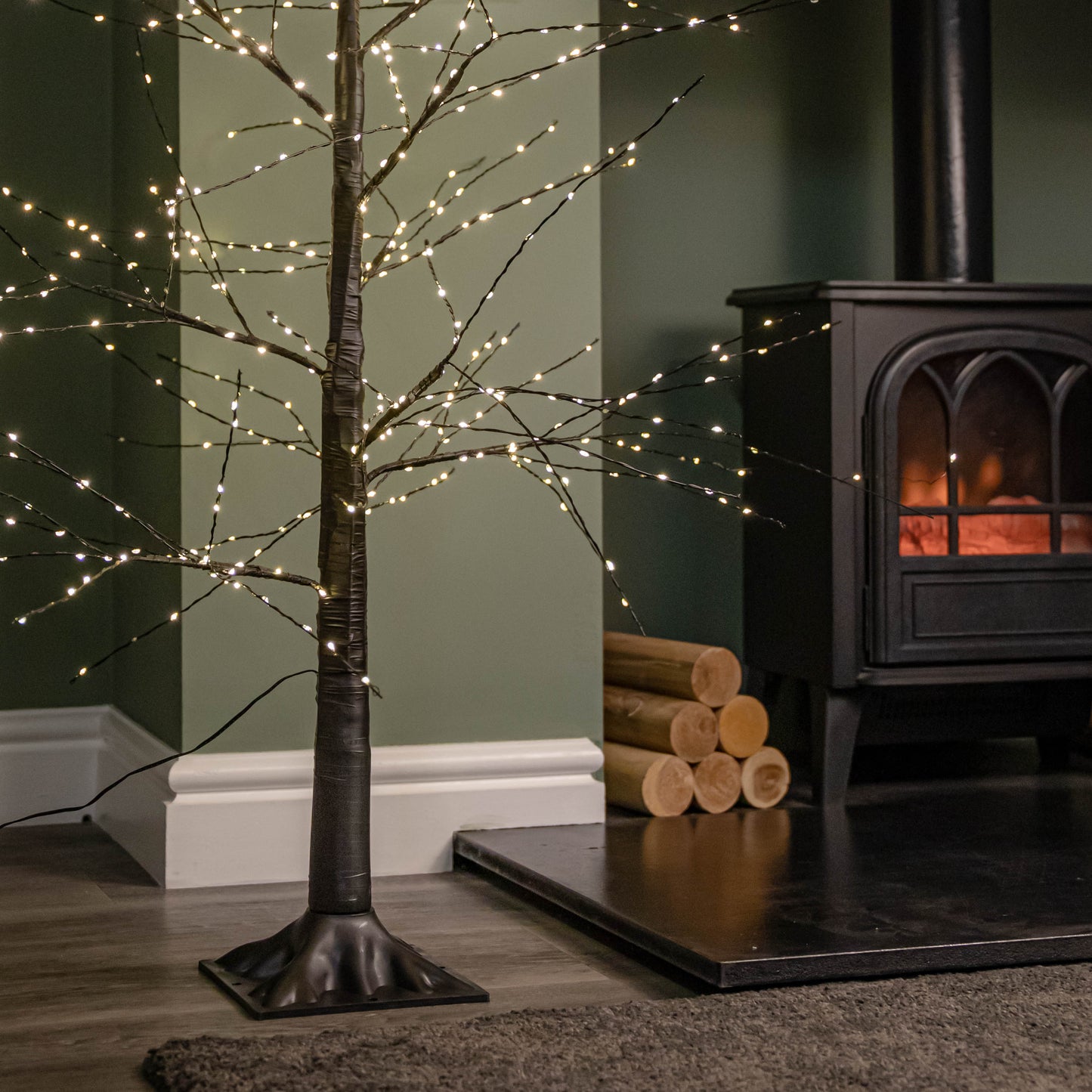 Factory Seconds: 4ft (1.2m) Light up Black Micro Dot Christmas Tree with 500 Static & Twinkling Warm White LEDs