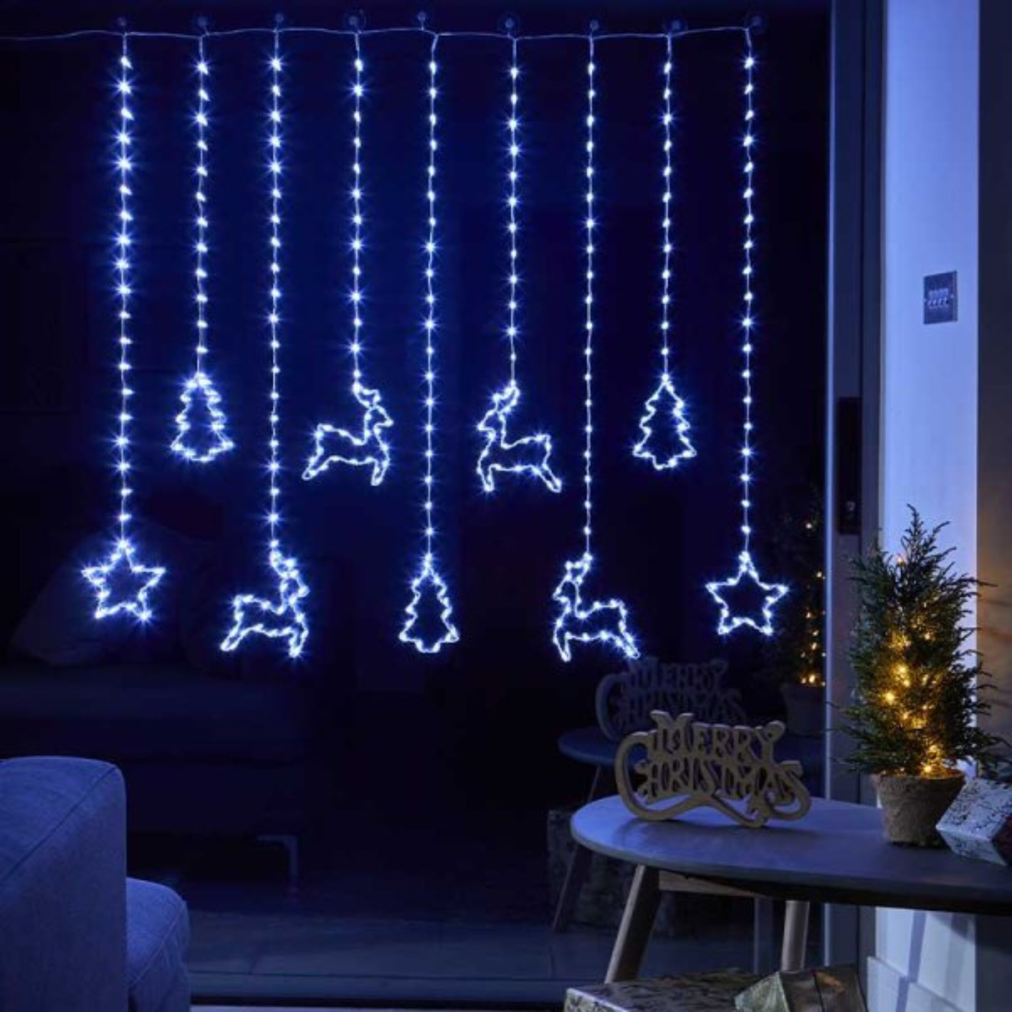 1.2 x 1.1m Christmas Window Curtain Light with 327 Cool White LEDs