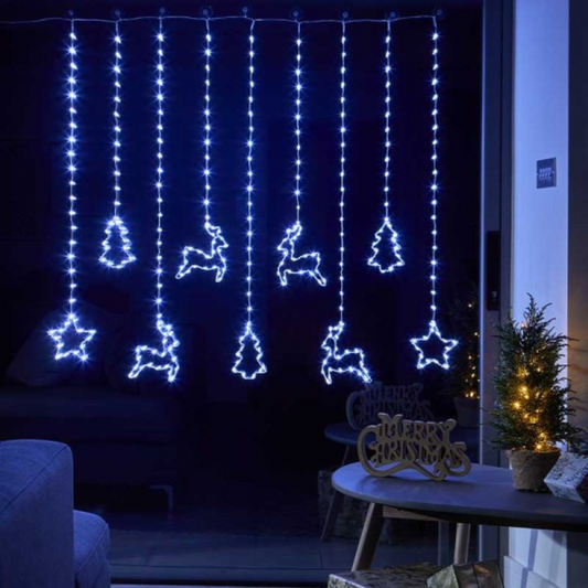 1.2 x 1.1m Christmas Window Curtain Light with 327 Cool White LEDs