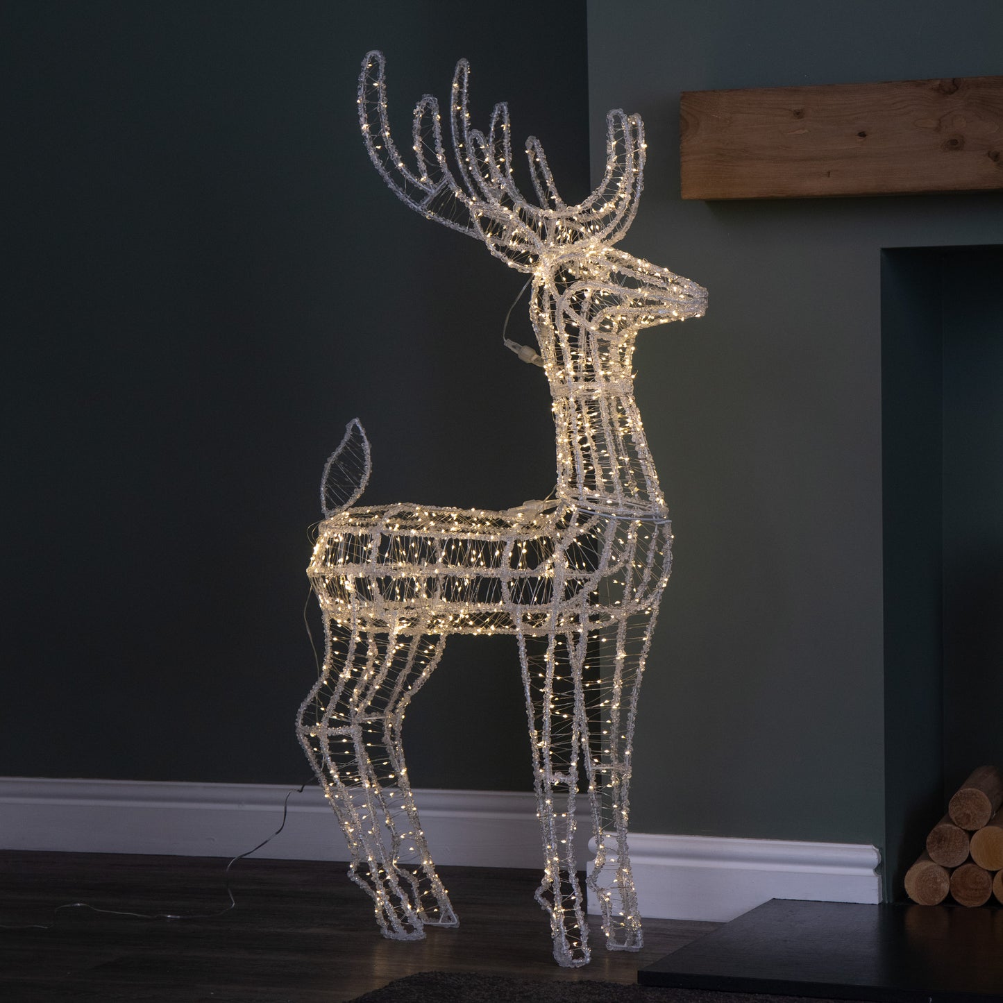1.03m Light up Acrylic Christmas Reindeer Decoration with 1040 Warm White LEDs