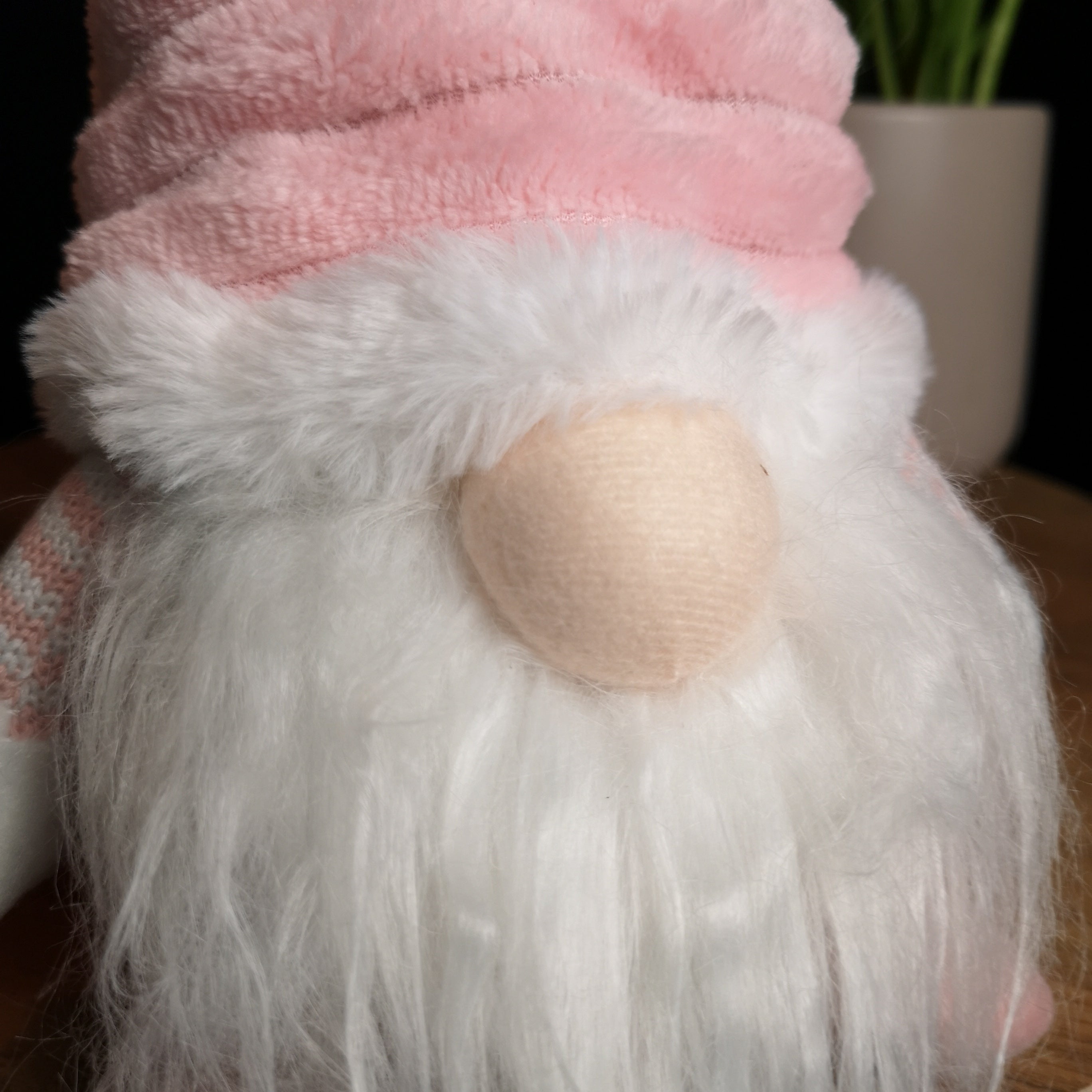 40cm Sitting Plush Christmas Gonk with Grooved Hat in Pink
