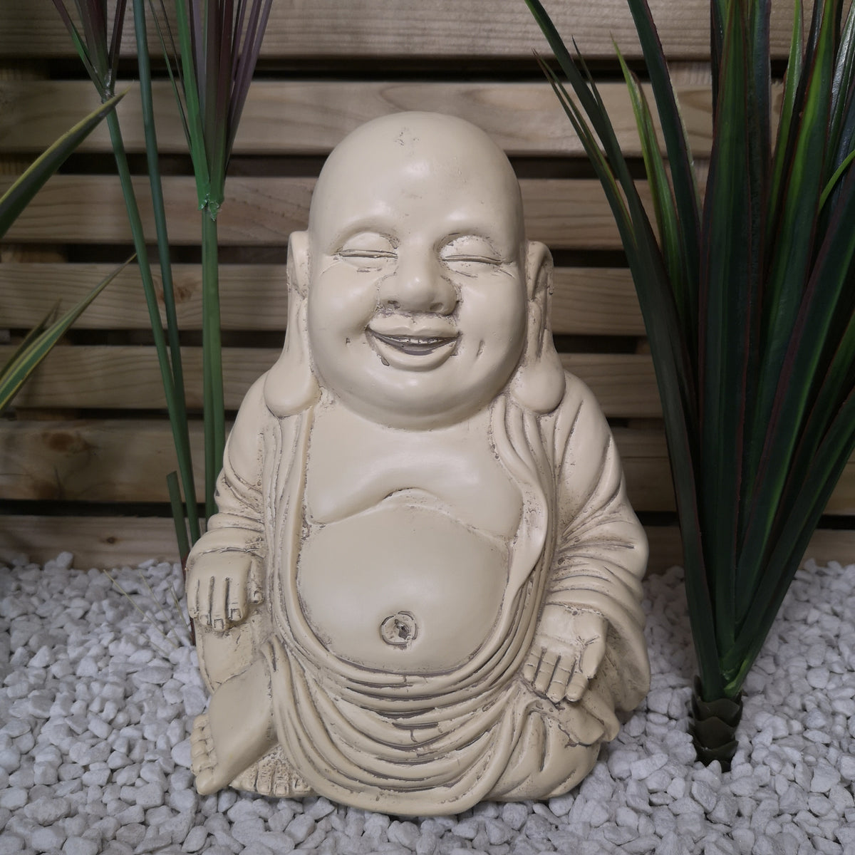 30cm Laughing Buddha Sculpture Garden Patio Decoration