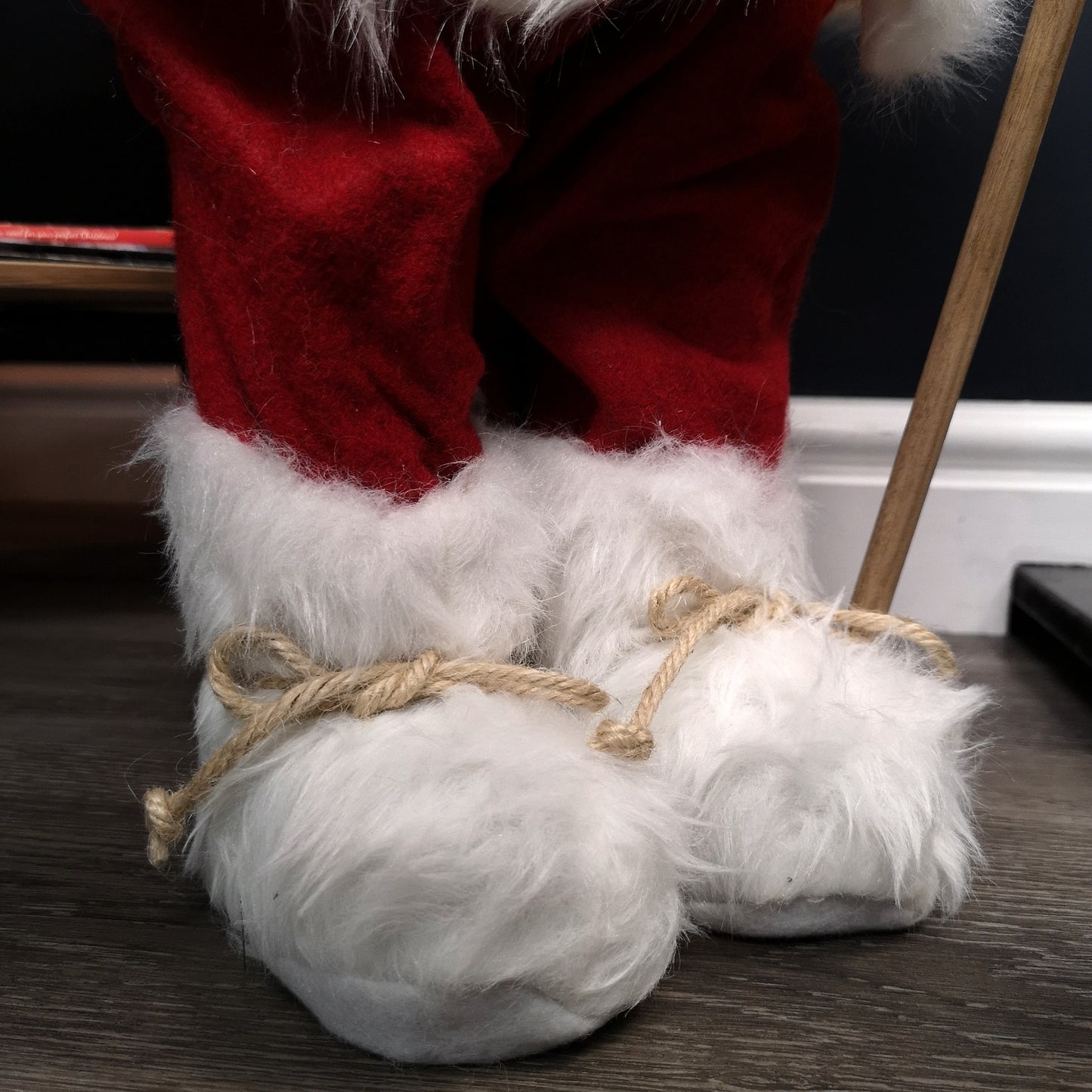 60cm Battery Operated Red Standing Light up Santa Claus with Brown Woven Sack 