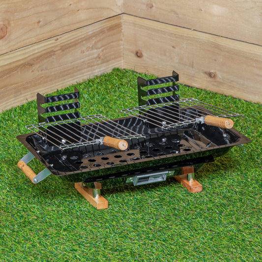 Black Outdoor Portable Steel Hibachi BBQ Camping Grill
