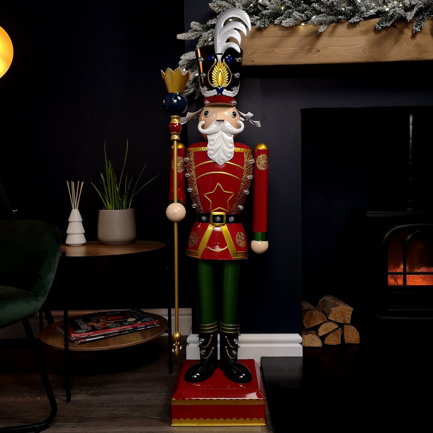 119cm Light Up Nutcracker Soldier LED Christmas Metal Ornament Home Decoration