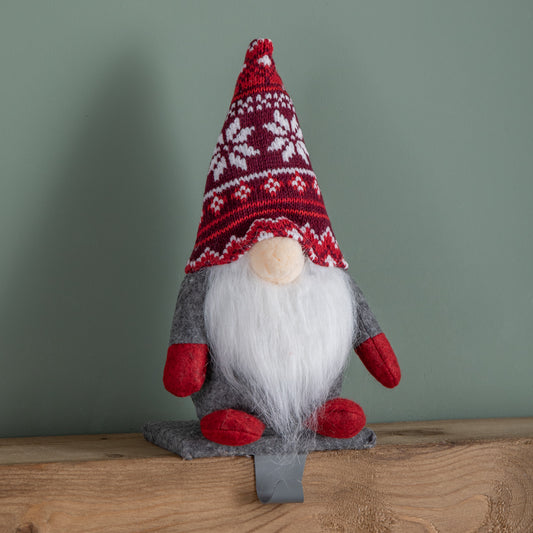 30cm Plush Gnome Gonk Christmas Stocking Holder Decoration with Grey Body