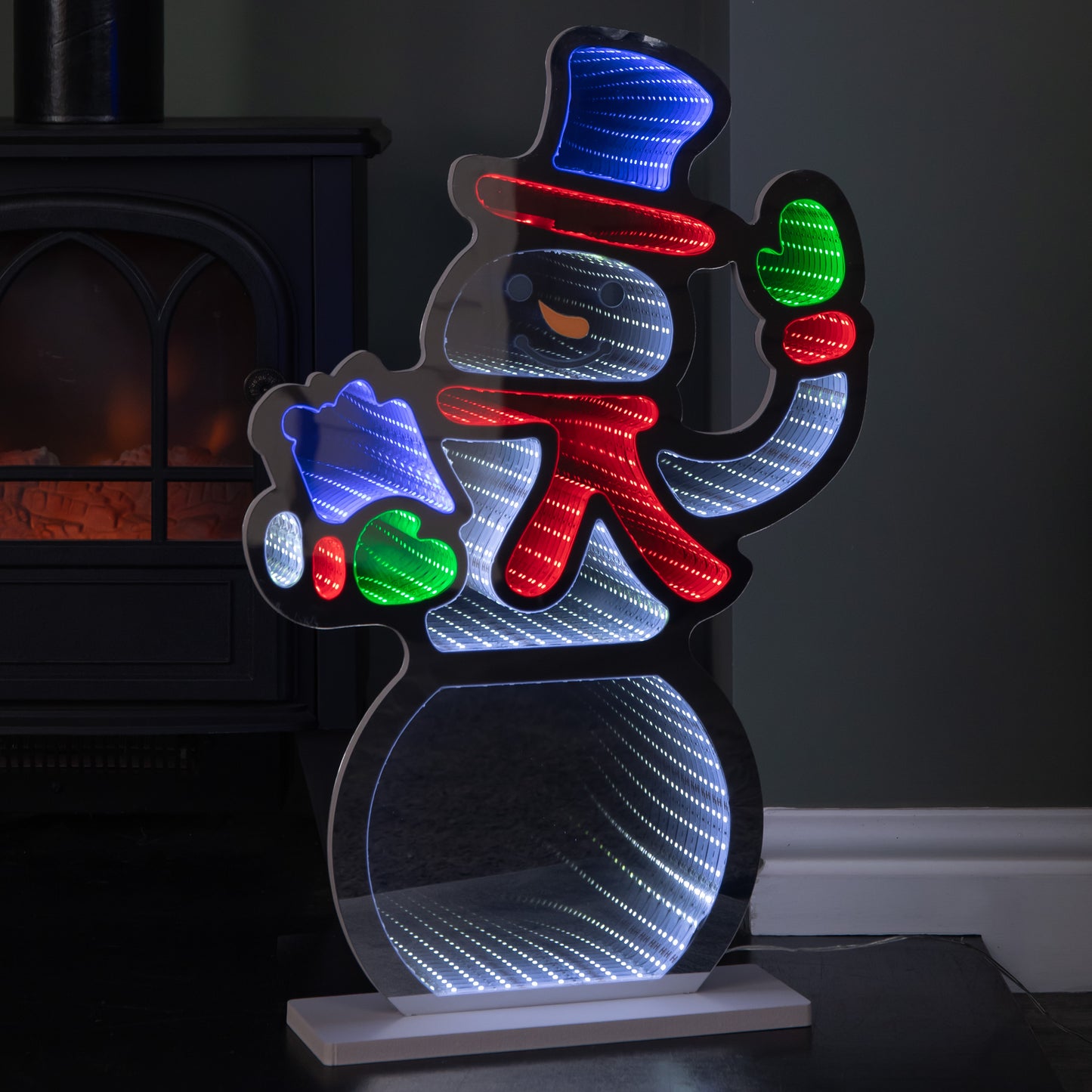 60cm Light up Christmas Snowman Infinity Light with Multi-Coloured LEDs