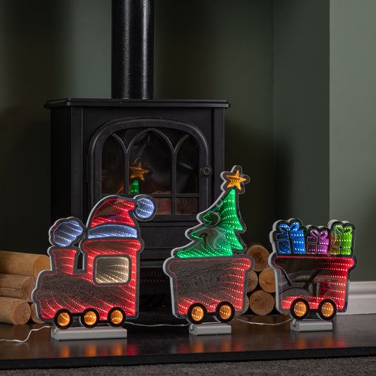 70cm Light up Infinity Christmas Train with 2 Carriages and Multi-Coloured LEDs