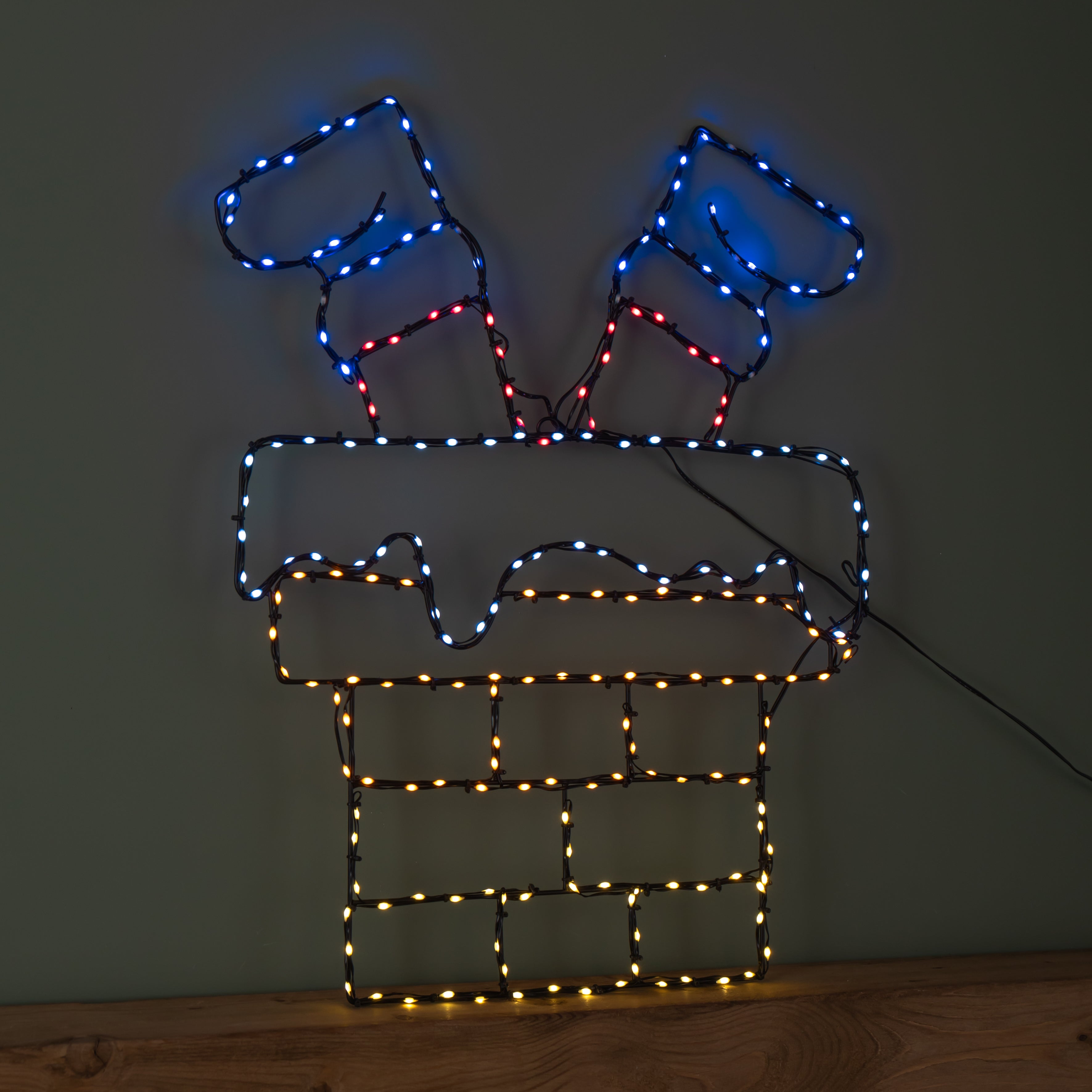 60cm x 45cm Light up FlexiBrights Santa Down Chimney with 223 Multi-Coloured LEDs