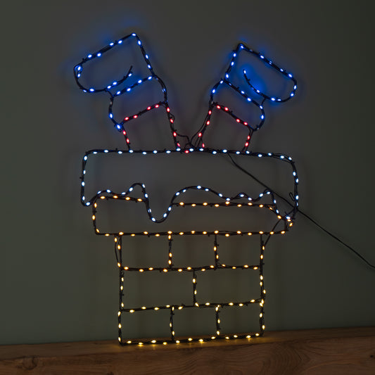 60cm x 45cm Light up FlexiBrights Santa Down Chimney with 223 Multi-Coloured LEDs
