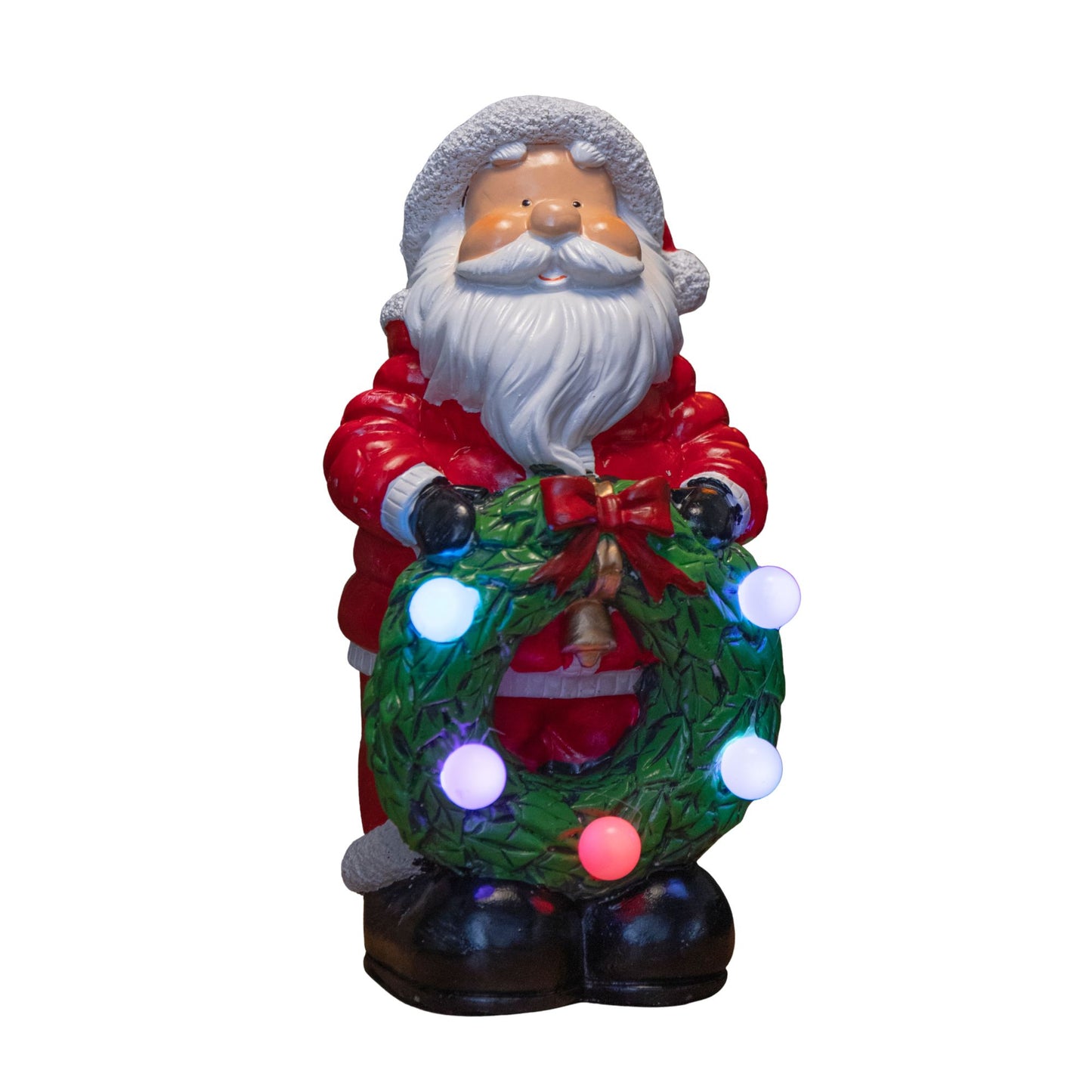 25cm Battery Powered Light up Santa Christmas Hand Painted Decoration with LEDs 