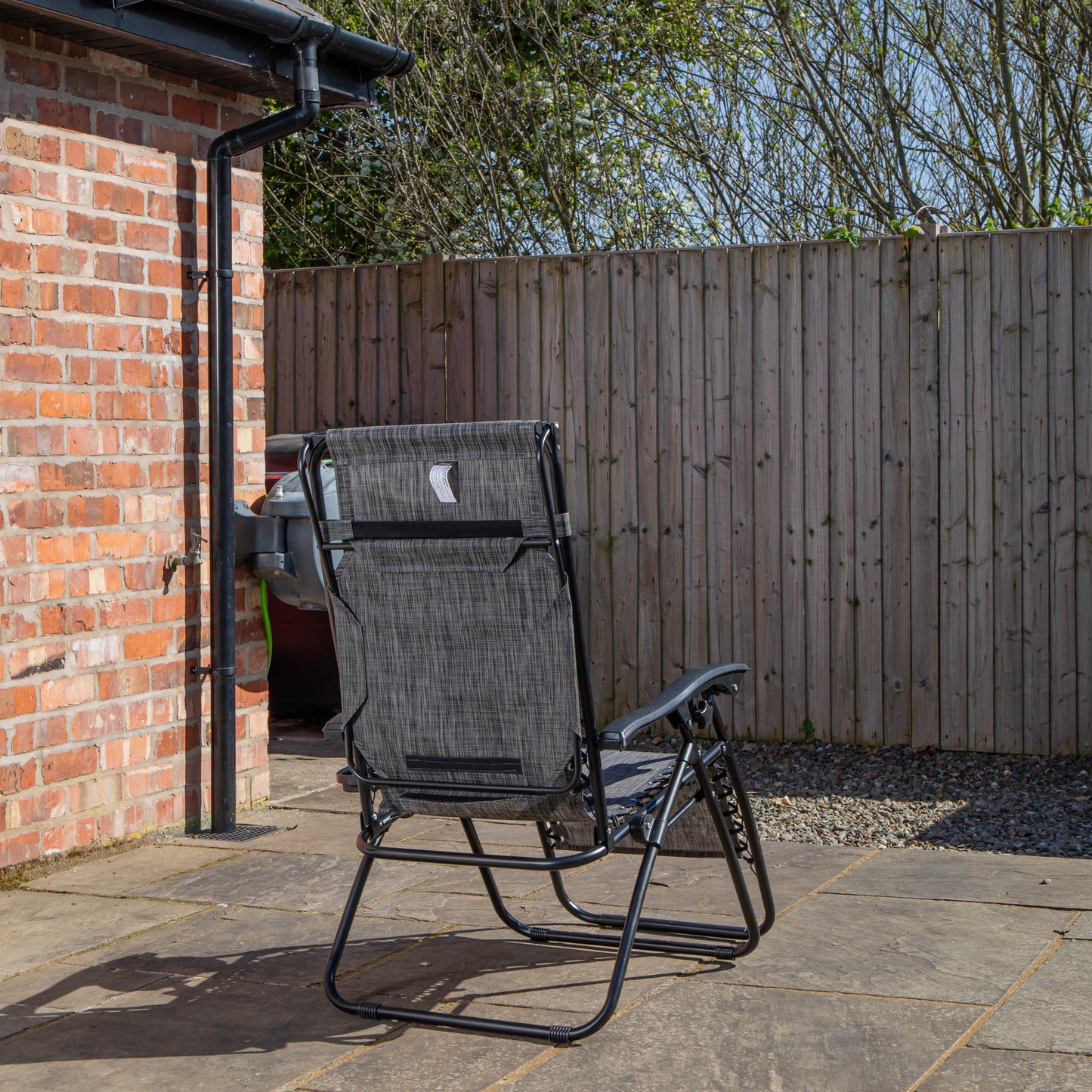 Pack of 2 Multi Position Garden Gravity Relaxer Chair Sun Loungers with Sun Canopy in Grey