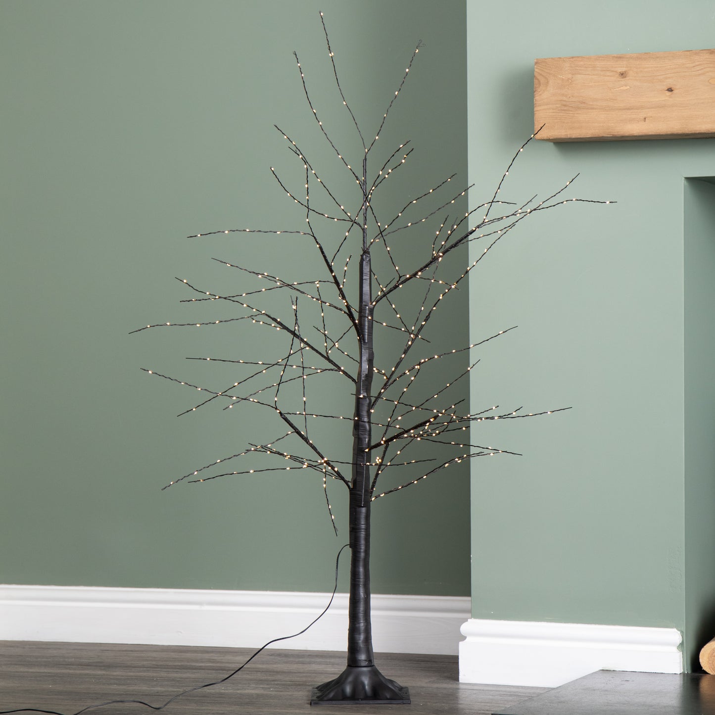 Factory Seconds: 4ft (1.2m) Tall Light up Black Micro Dot Christmas Tree with 400 Warm White LEDs and Remote Control