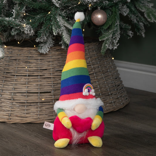 39cm Sitting Plush Rainbow Christmas Gonk Decoration