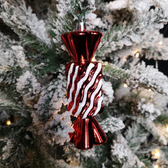 Pack of 5 15cm Red & White Candy Stripe Sweet Shatterproof Christmas Decoration