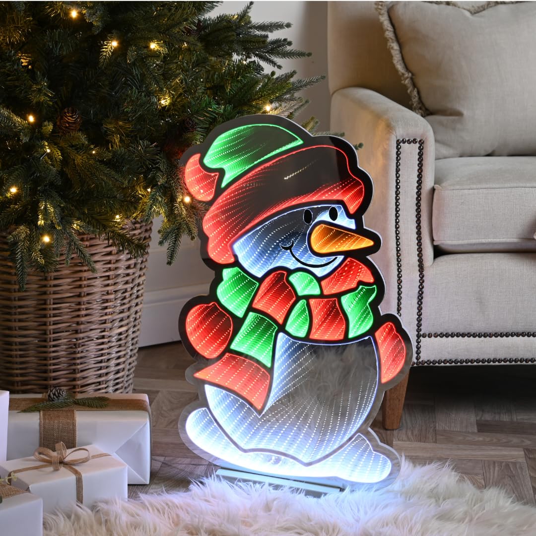 60cm Light up Snowman Infinity Christmas Decoration with Red, White and Green LEDs