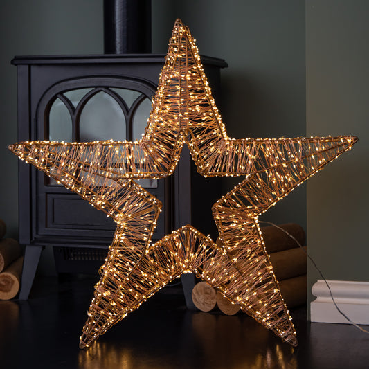 60cm Light up Metal Gold Christmas Star Sculpture Decoration with 1700 Warm White LEDs