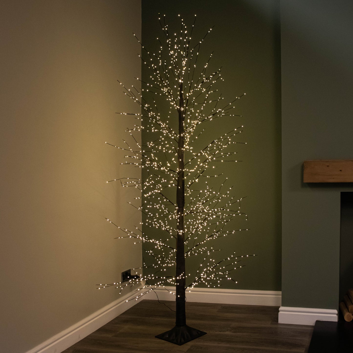Factory Seconds: 7ft (2.1m) Light up Black Micro Dot Christmas Tree with 1700 Static & Twinkling Warm White LEDs