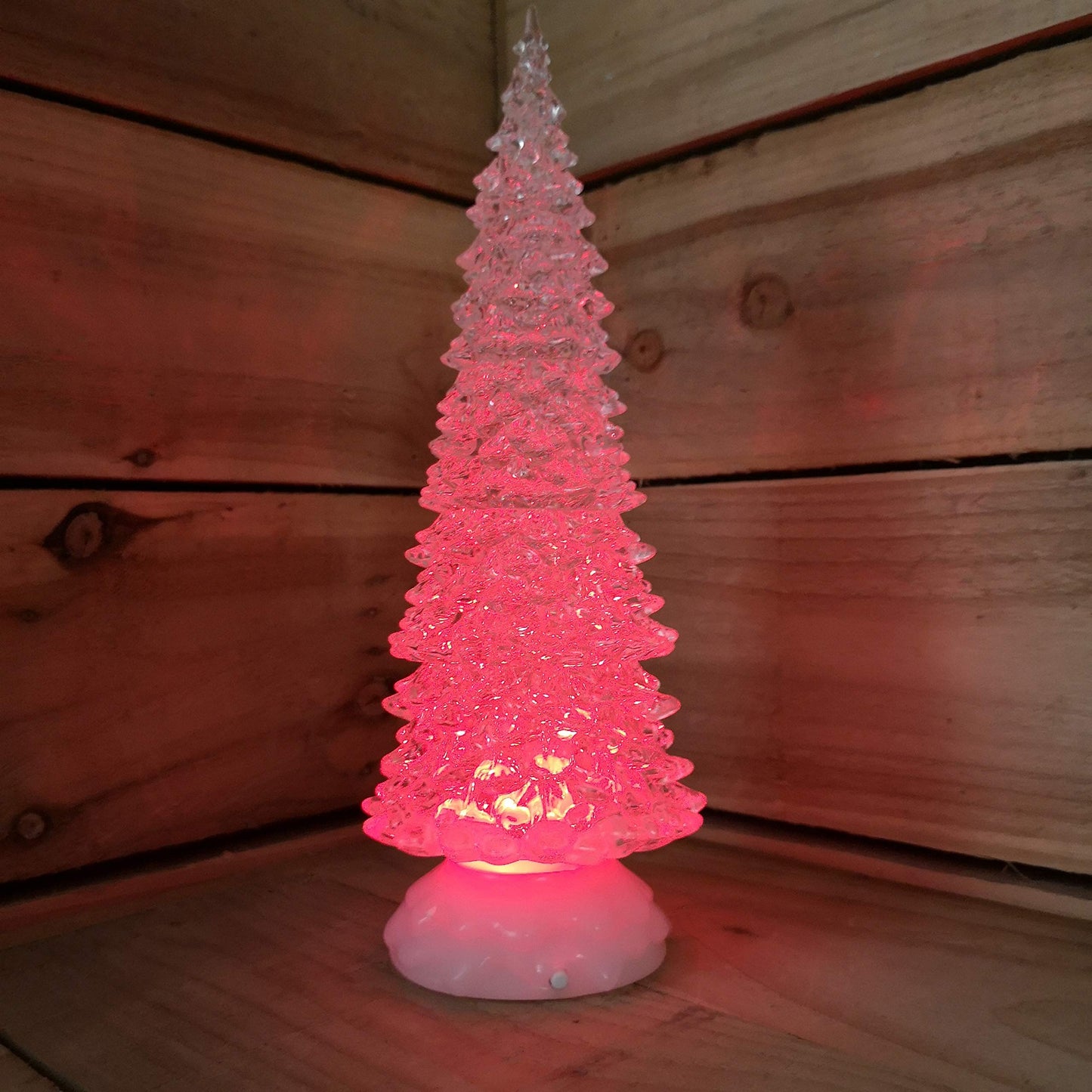 Factory Seconds: 32cm Dual Power LED Christmas Glitter Water Spinner Colour Changing Tree