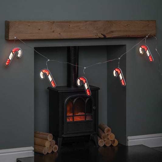 1.75m 6 Hanging Candy Cane Christmas Infinity Light Garland with LEDs