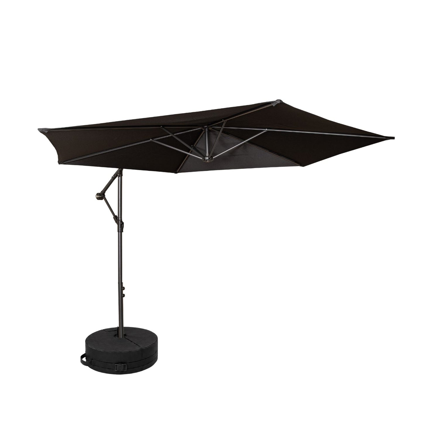 3m Cantilever Banana Garden Parasol with Crank Handle in Black with Base Bag Included