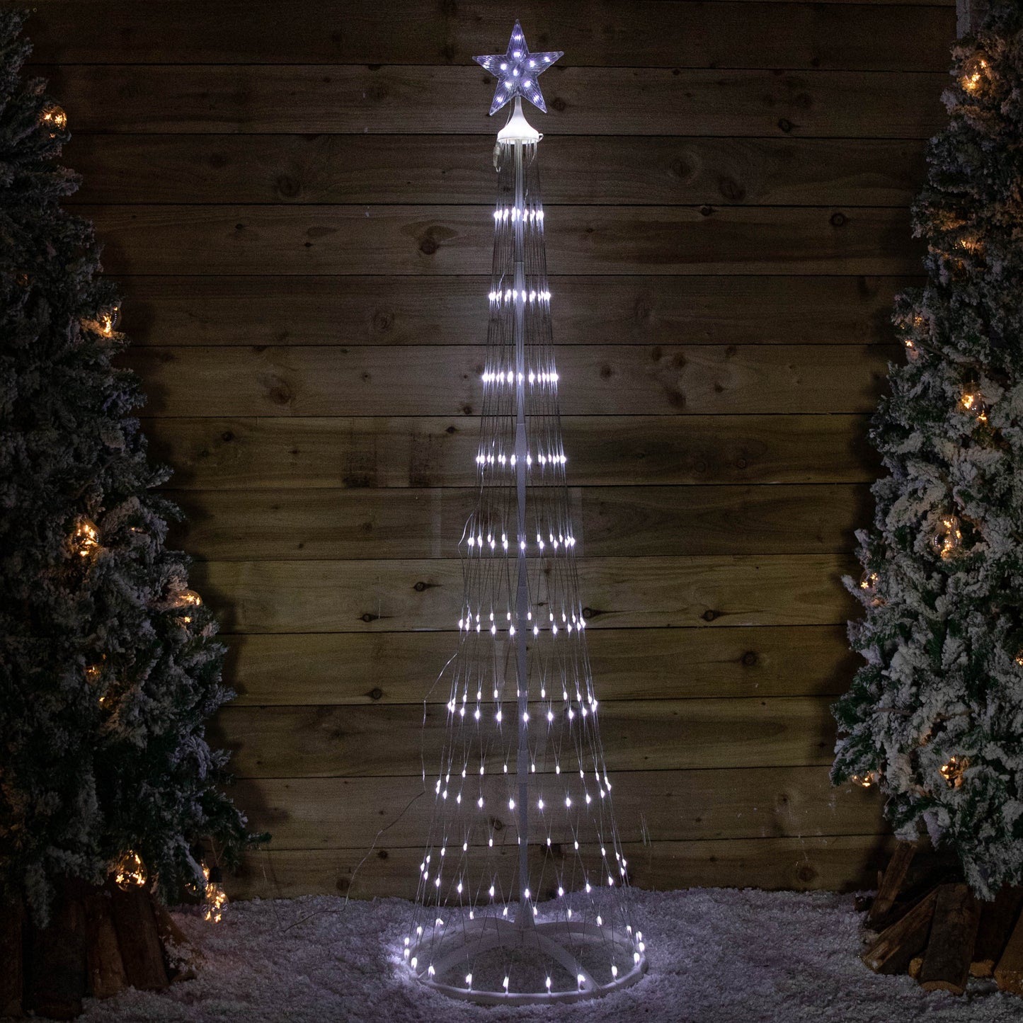 2.5m Light up Christmas Cone Tree with 320 White LEDs and Timer Function