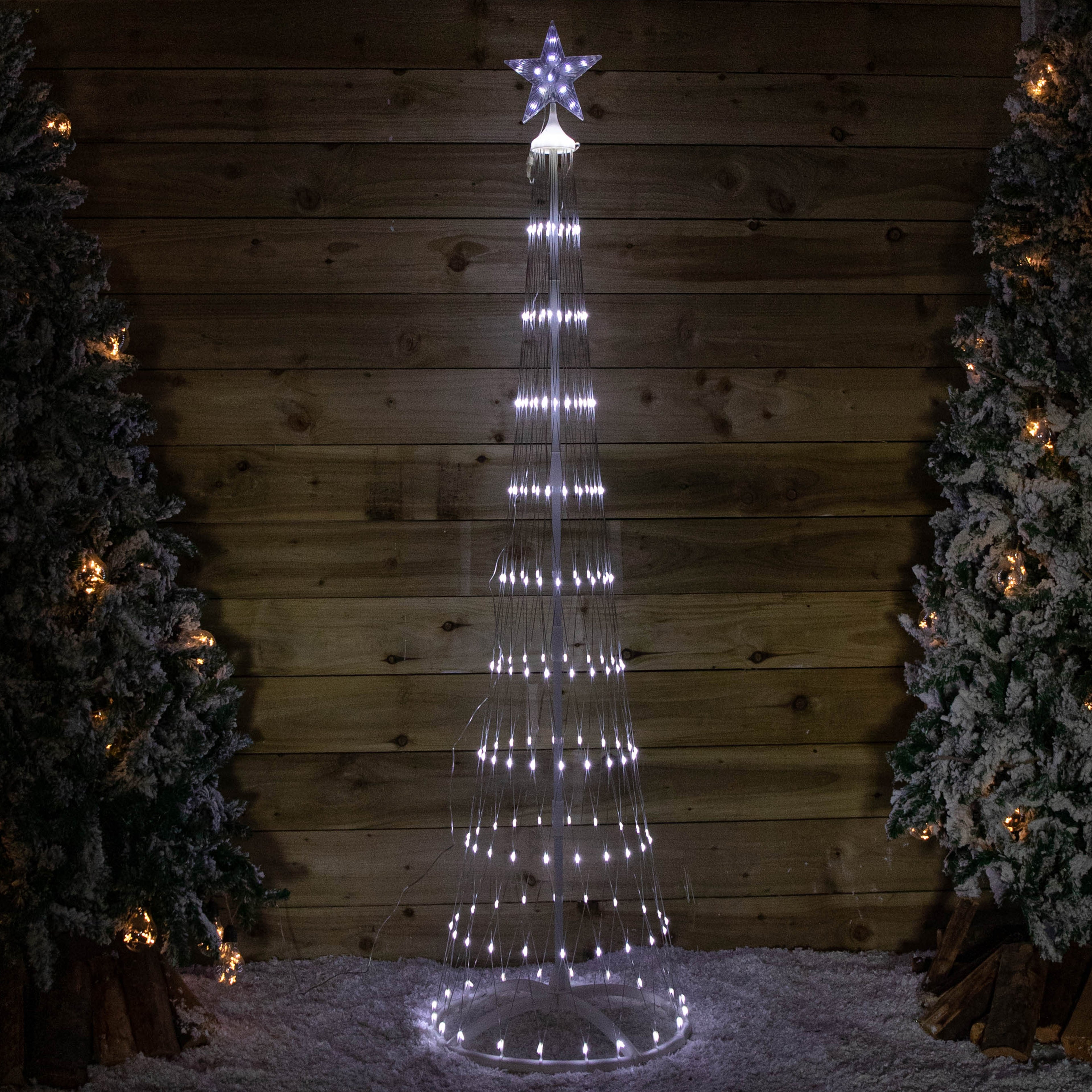 2.5m Light up Christmas Cone Tree with 320 White LEDs and Timer Function