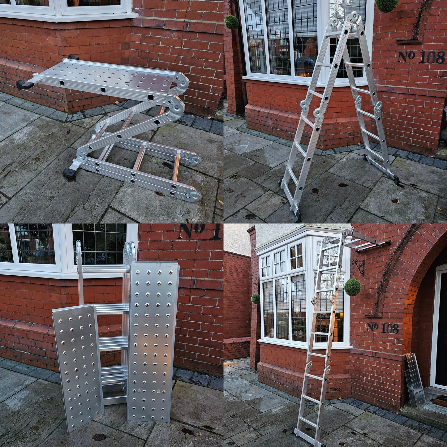 Factory Seconds 3.46m Lightweight Aluminium Folding Multi-position Work Platform Ladder
