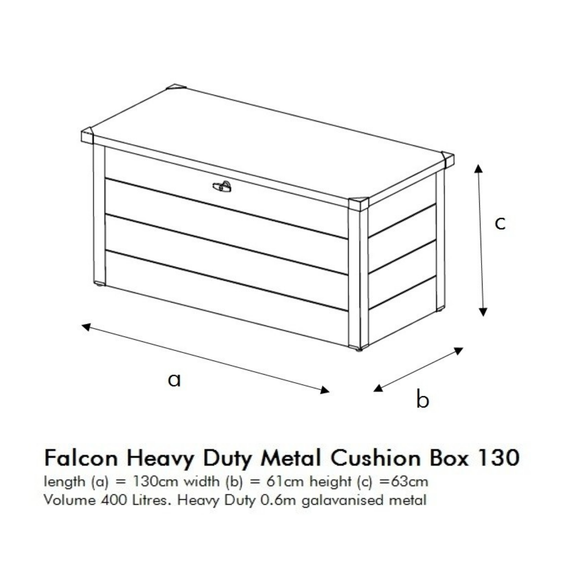 Falcon 400L Heavy Duty Garden Patio Storage Box with Lockable Lid in Dark Grey