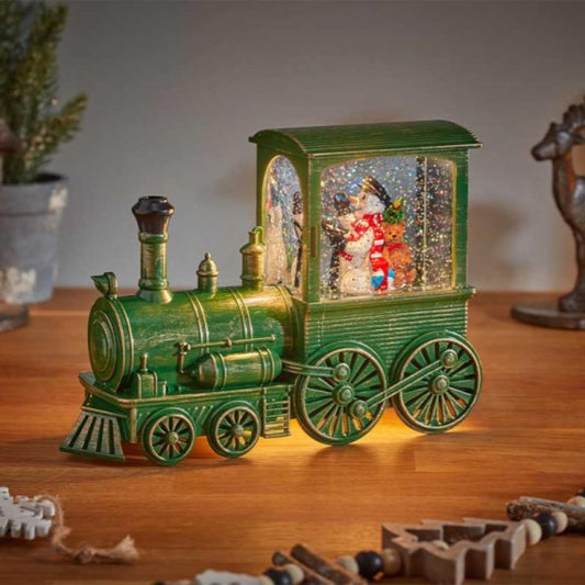 17cm Battery Operated Frosty All Aboard Snow Swirling Christmas Lantern