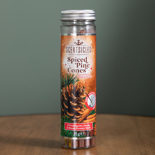 25g Spiced Pine Cones Scented Christmas Scentsicles with 6 Hanging Hooks