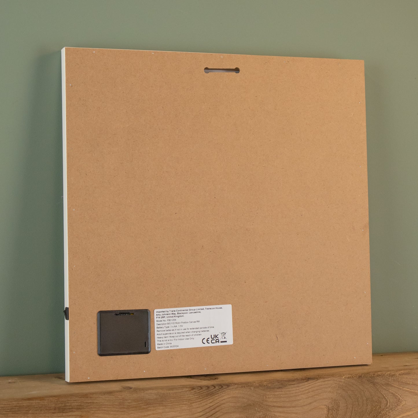 LED Battery Operated Fibre Optic Wall Art Canvas with a Robin and Postbox Christmas Decoration