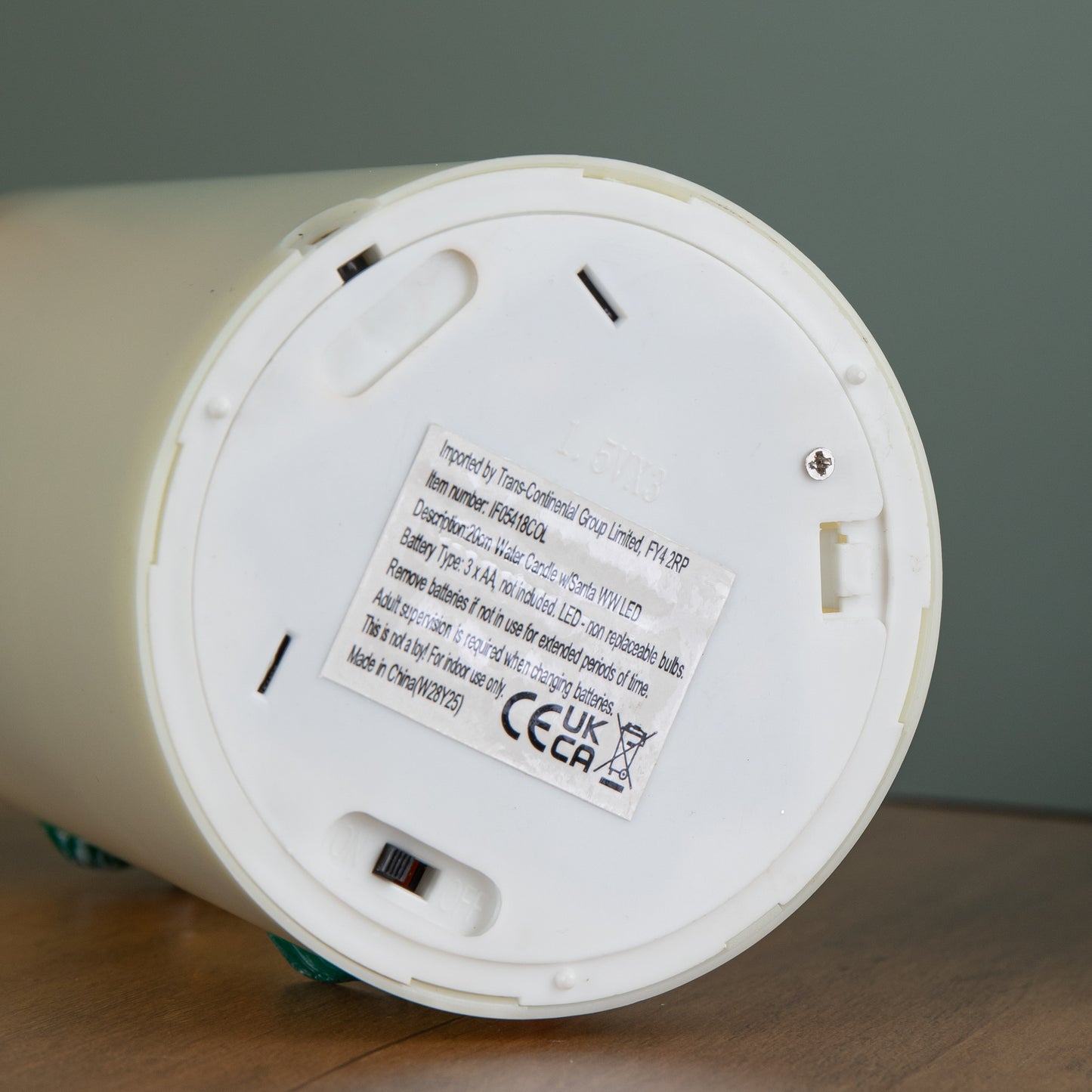 20cm Dual Powered Light up Christmas Pillar Candle Water Spiner with Santa and LEDs