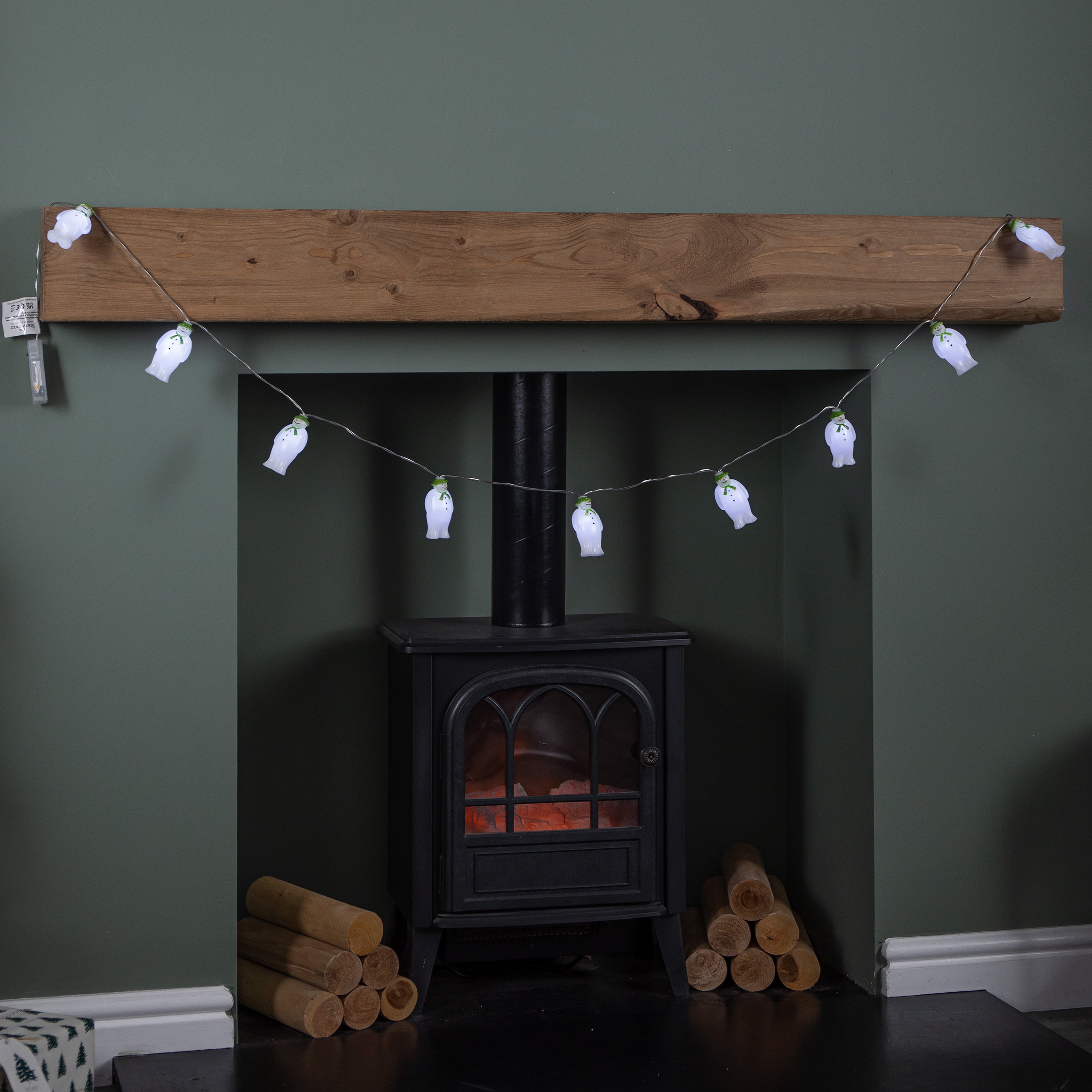 1.8m Battery Powered The Snowman Christmas String Lights with 10 Ice White LEDs