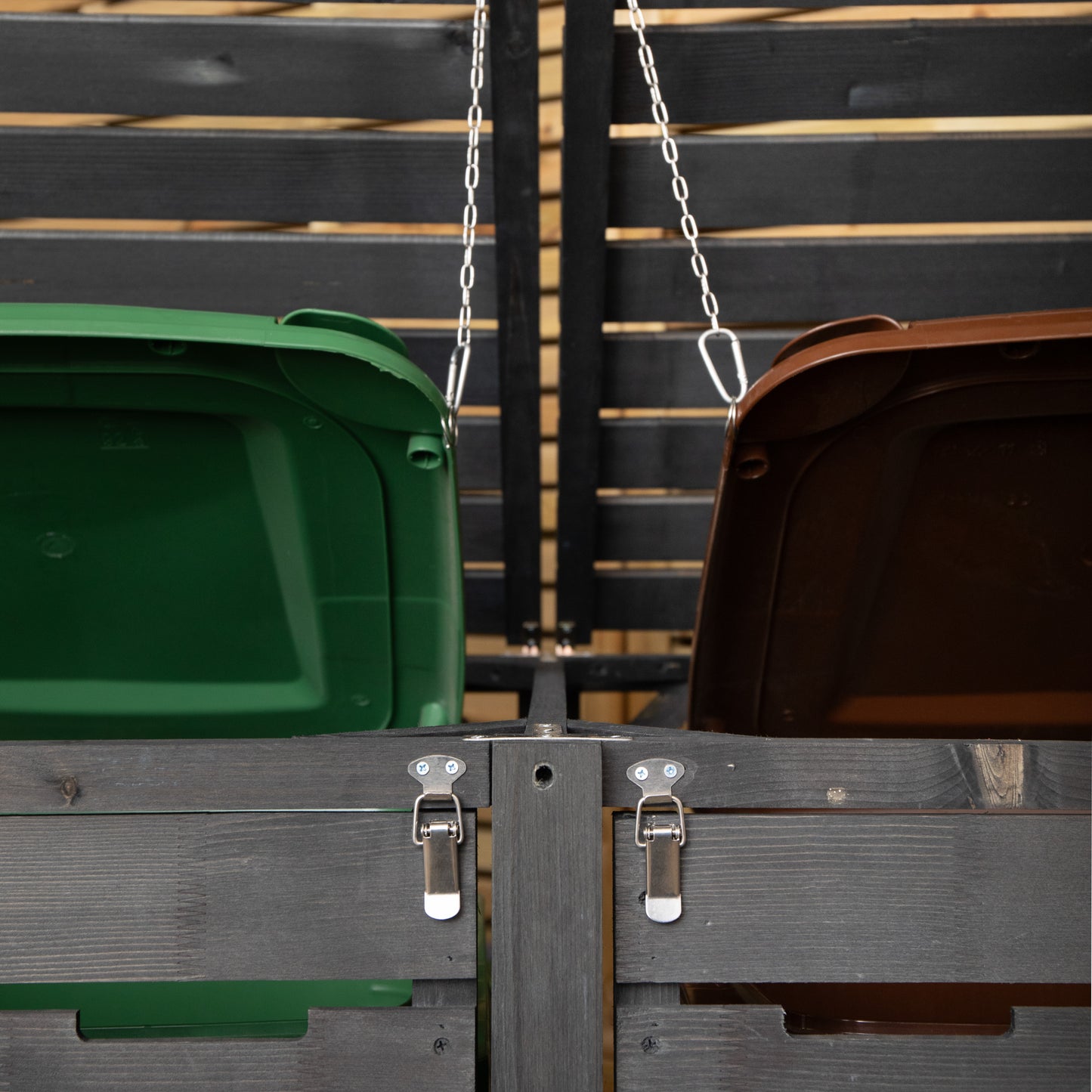 2.15m x 1.16m Outdoor Wooden Garden Triple Wheelie Bin Store Storage for 3 Bins in Dark Grey