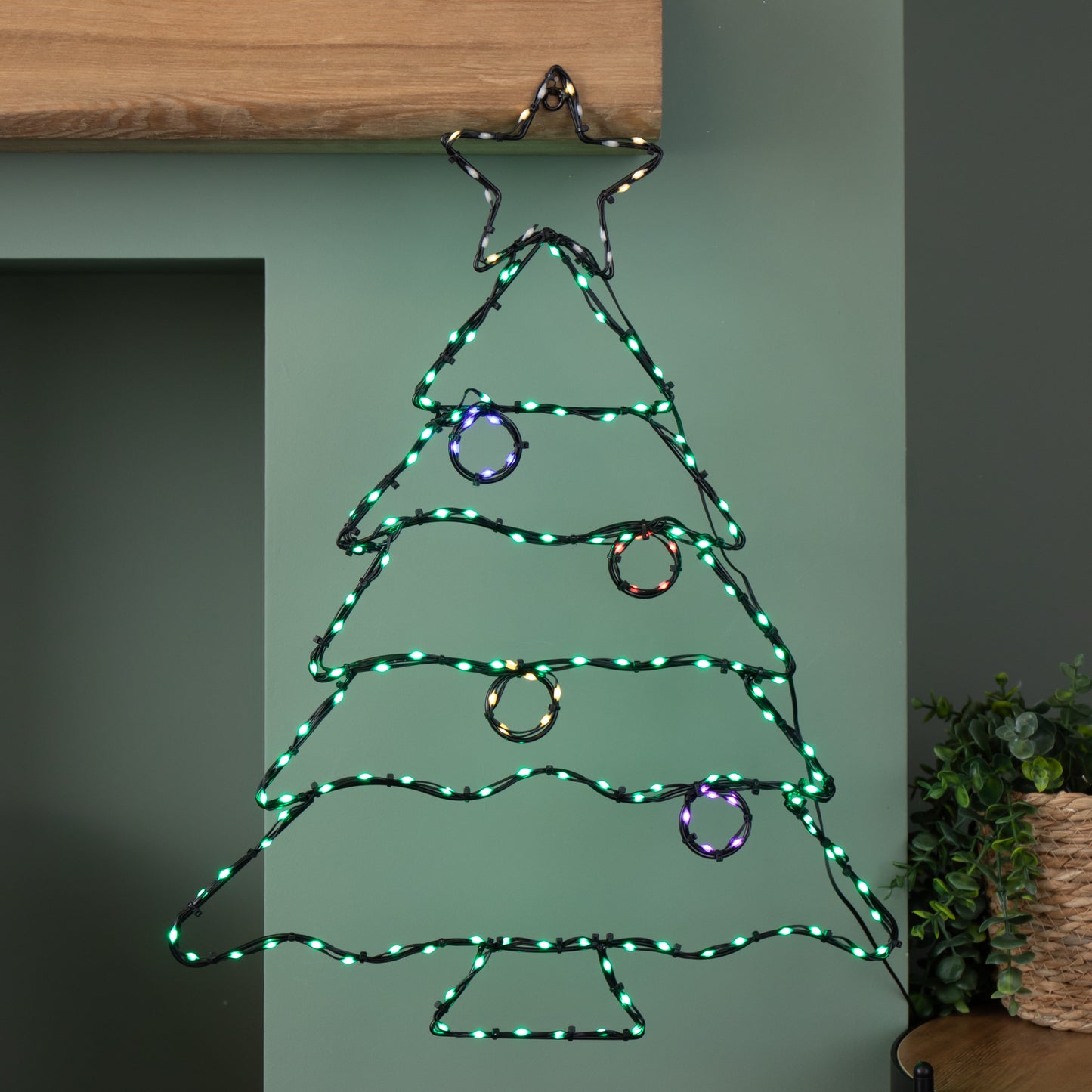 60cm x 46cm Light up FlexiBrights Christmas Tree Silhouette with 164 Multi-Coloured LEDs