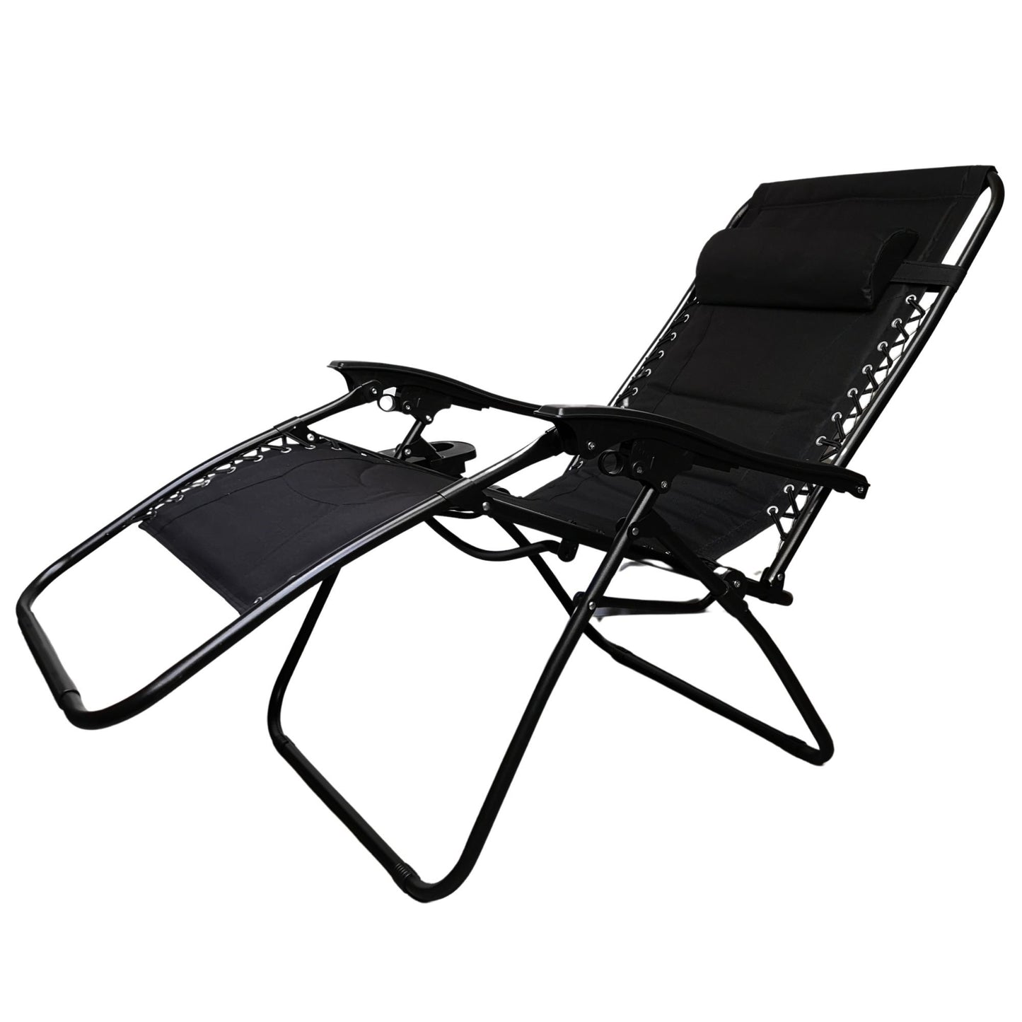 Luxury Padded Multi Position Zero Gravity Garden Relaxer Chair Lounger in All Black