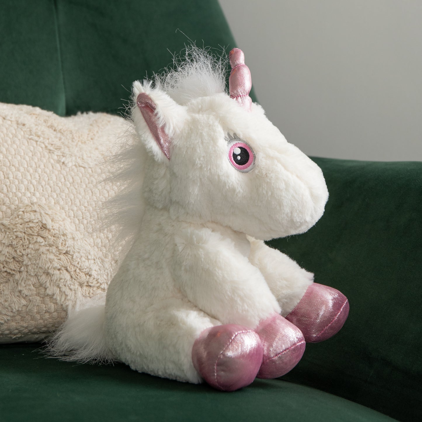 24cm Plush White Unicorn with Sparkly Pink Horn and Hooves