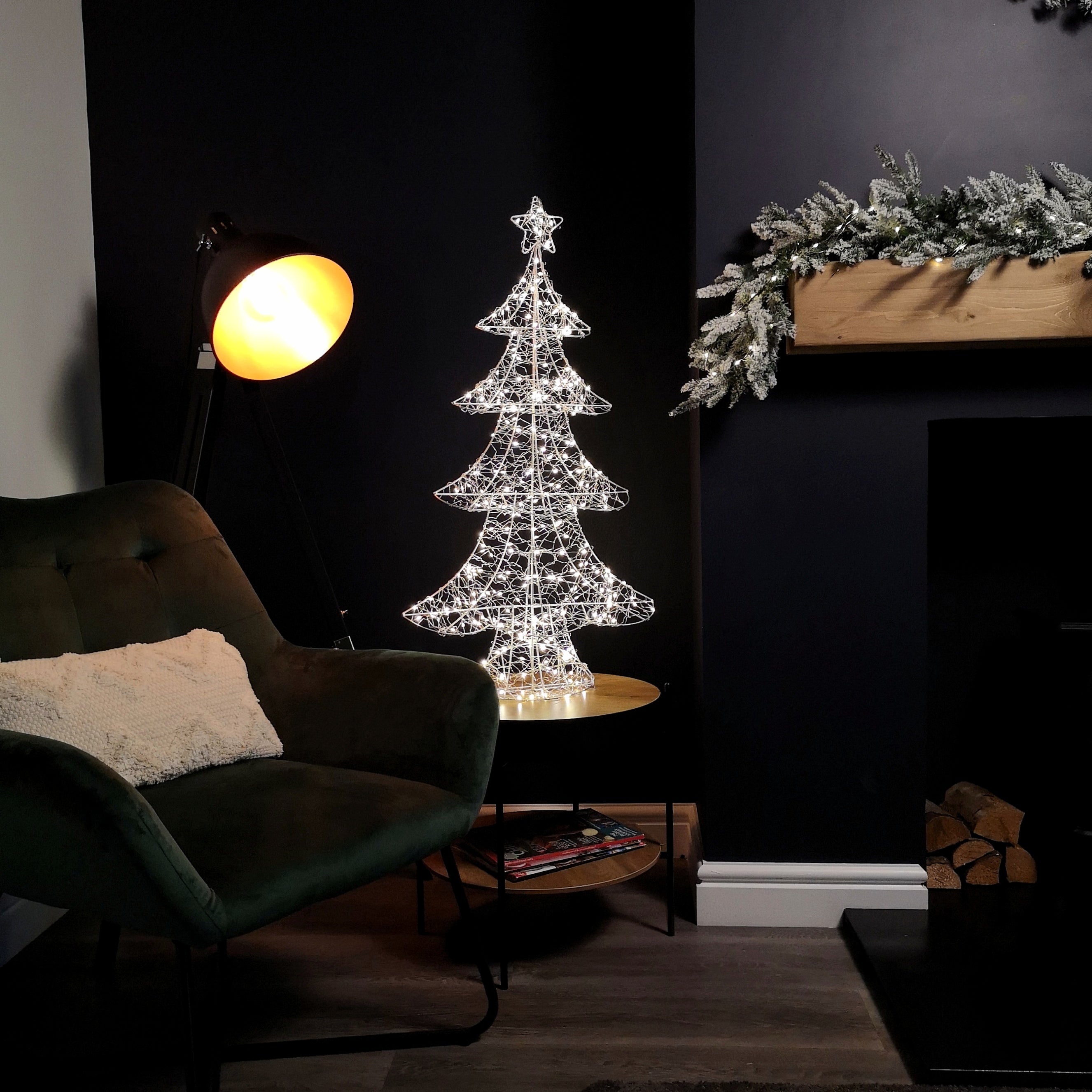 90cm Light Up Tree Christmas Decoration with 300 Warm White LEDs