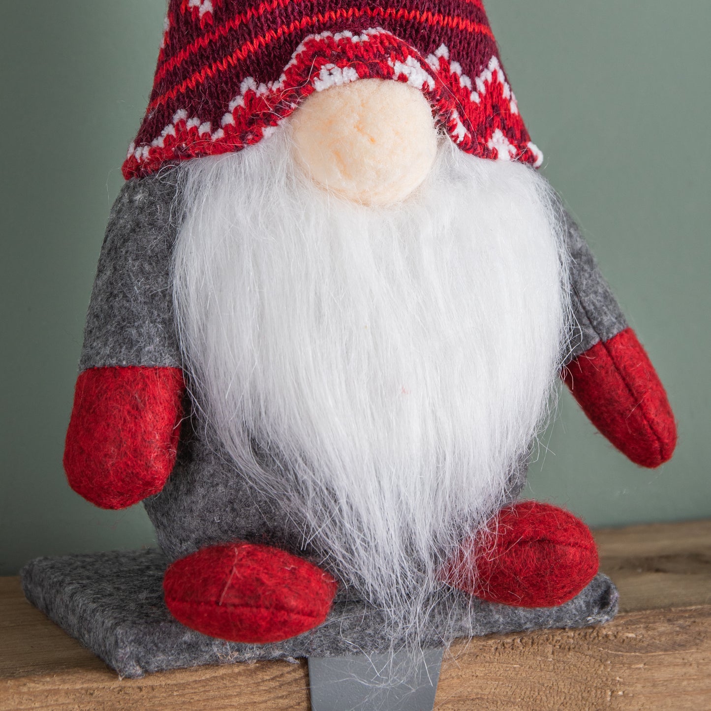 30cm Plush Gnome Gonk Christmas Stocking Holder Decoration with Grey Body