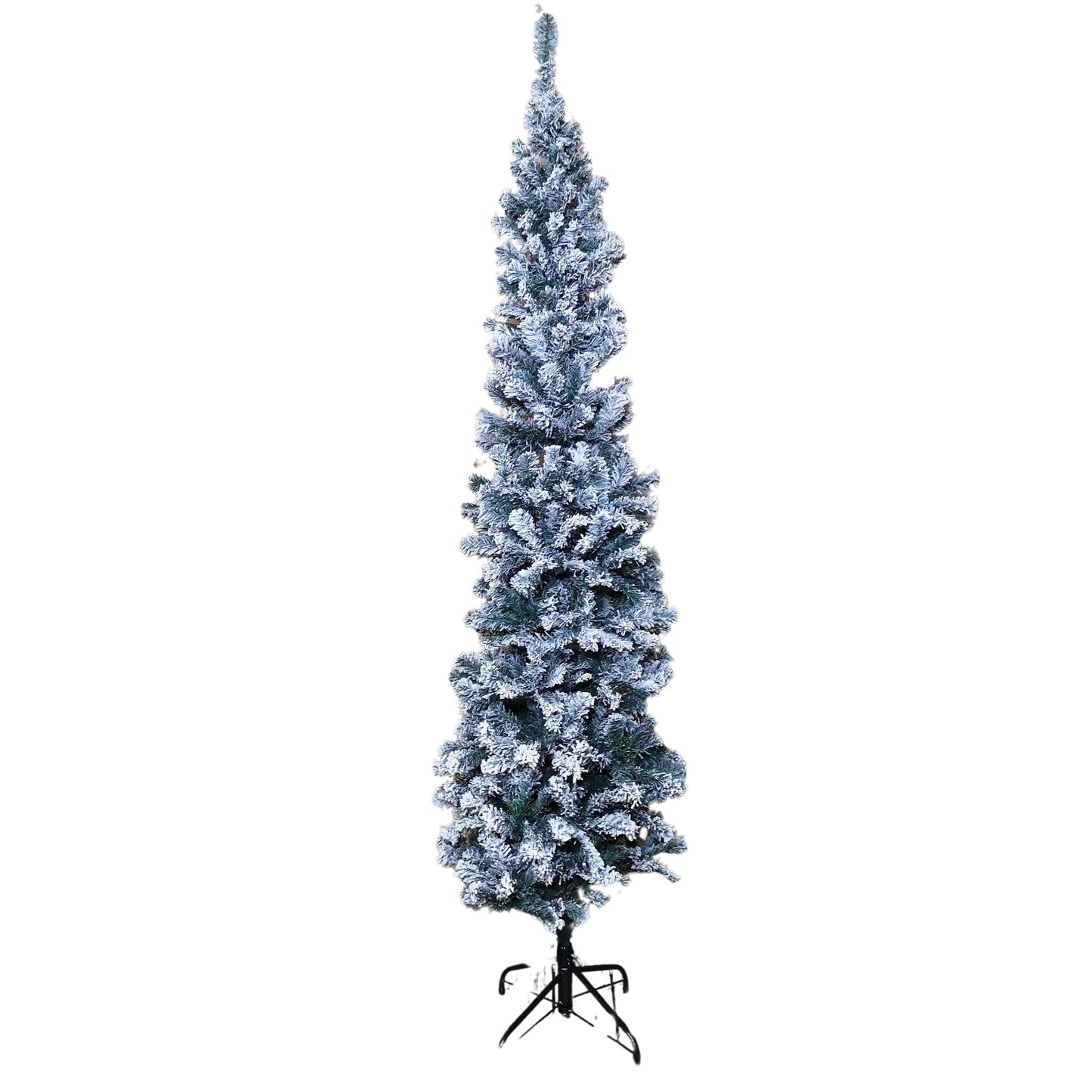 Factory Seconds: 6.5ft (2m) Snow Flocked PVC Spruce Pine Slim Christmas Tree in Green