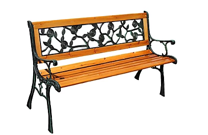 2 Person Outdoor / Garden Wooden Cast Iron PVC Rose Bench