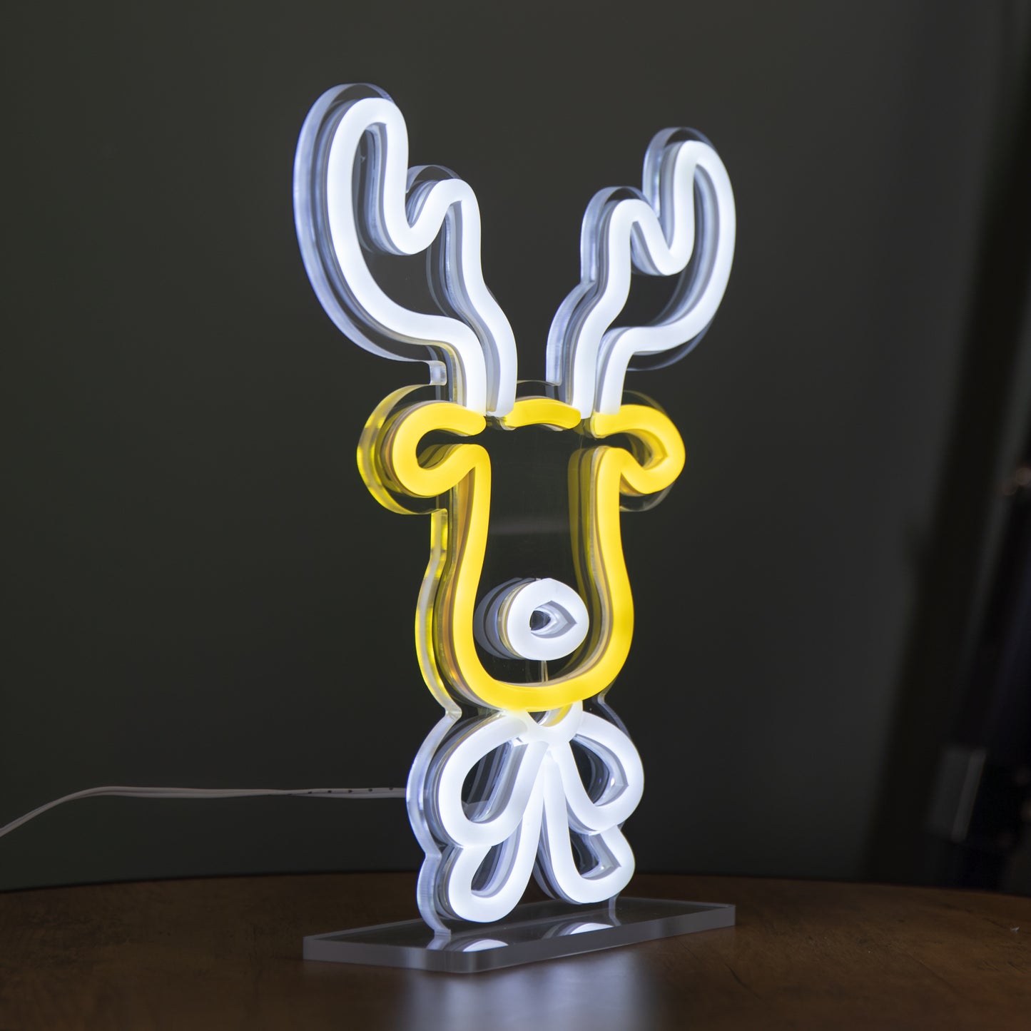 25cm Light up Christmas Reindeer Face Table Top Neon Sign