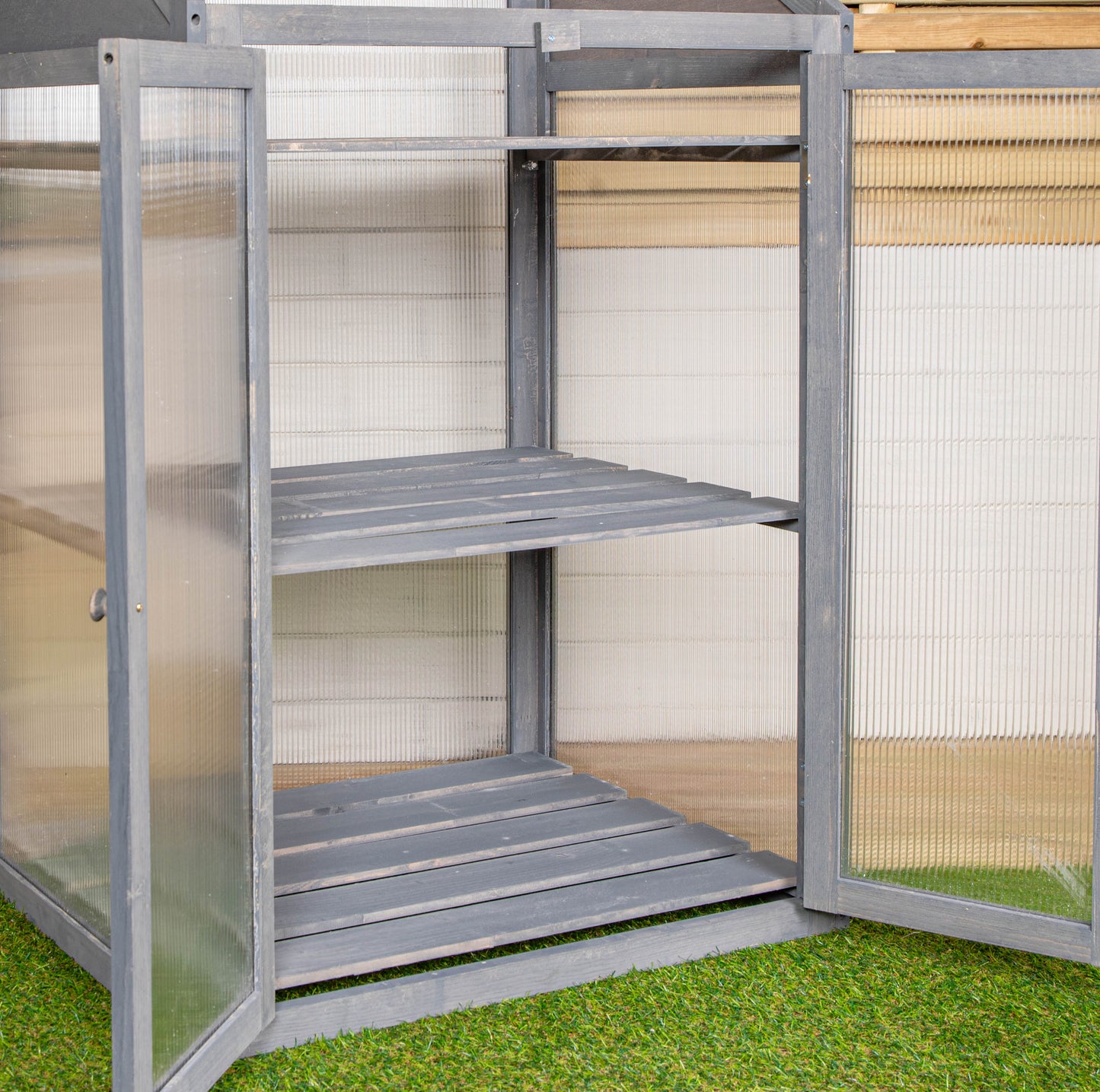 Samuel Alexander Wooden Mini Greenhouse Cold Frame - Small Greenhouse Grey H120 x W69 x D49cm