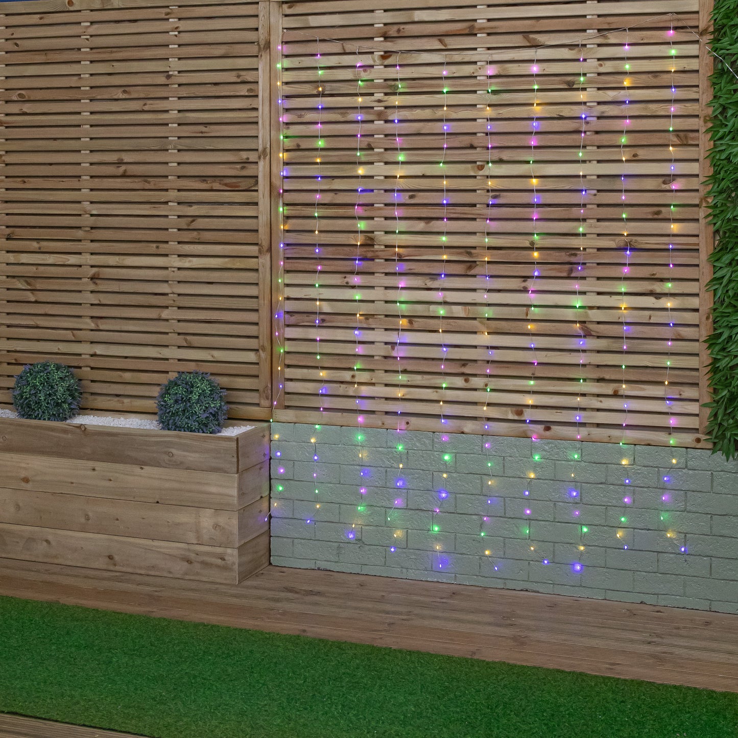 2.1m Light up Christmas Curtain Party Lights with 280 Multi-Coloured LEDs