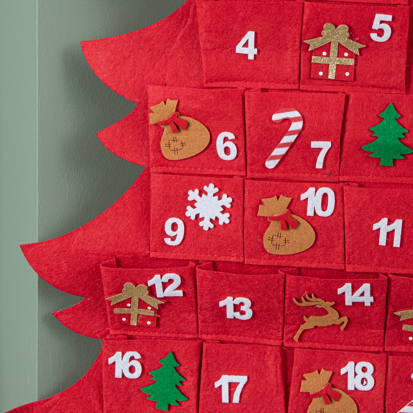 90cm Fabric Christmas Tree Shaped Hanging Advent Calendar Decoration